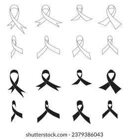 Conjunto de plantillas de cintas de sensibilización en diseño plano y esquema para campaña de sensibilización