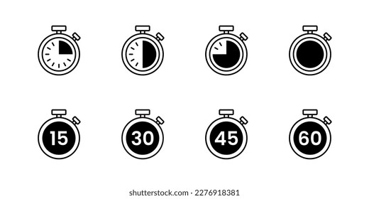 Set of awesome timer alarm icon vector for time countdown measurement illustration design