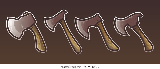 Set of Ax Illustrations for Logo, Emblem, T-Shirt and Merchandise.