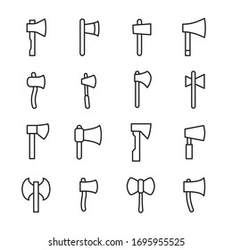 Set of axe related vector line icons. Premium linear symbols pack. Vector illustration isolated on a white background. Web symbols for web sites and mobile app. Trendy design. 