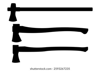 Set of axes isolated on white. Silhouette. Icon.