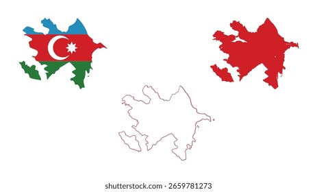 Conjunto de mapa de Azerbaiyán aislado en el fondo blanco, diseño de Ilustración vectorial