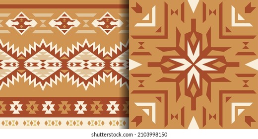 Set of Aztec patterns for the design of fabric, cover, textile, carpet. Tribal abstract geometric print. Ethnic vector ornament.