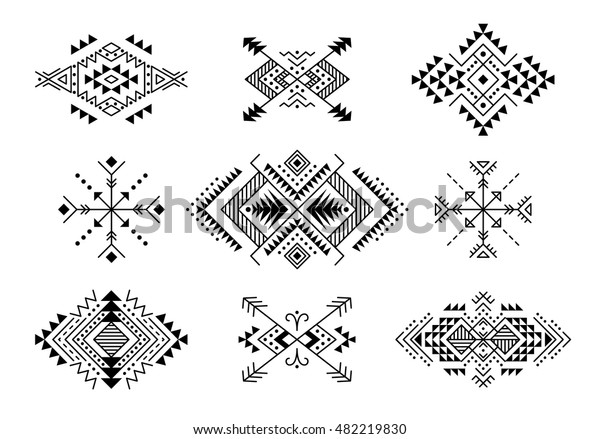 Set Aztec Style Ornaments Arrows American Stock Vector (Royalty Free ...