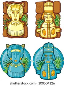 Set of aztecs masks