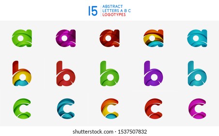 Set of A B C letter logo business icon designs. Minimal flowing concepts.