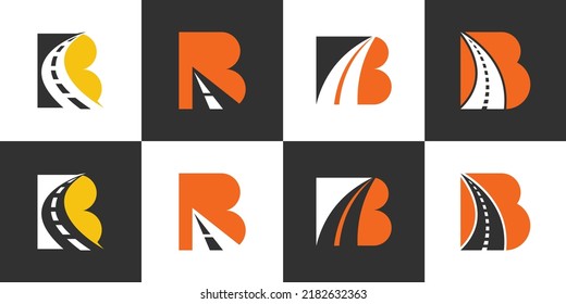 Set of B initial letter with street vector logo design.