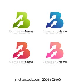 Set B logo and arrow design template, colorful style