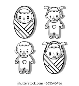 set babies with haistylec and pacifier