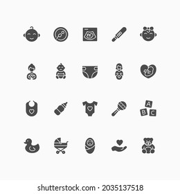 Set of babies, pregnancy and motherhood icons. For your design, logo. Vector illustration.