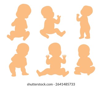 Set of Babies Silhouette, Child Bundle . A set of sweet baby silhouettes capturing tender moments and activities