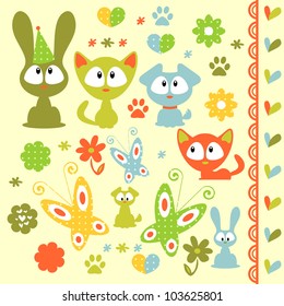 A set of baby animal elements