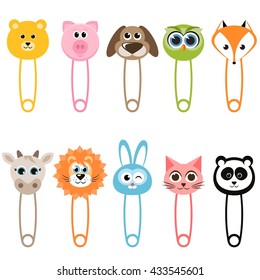 Set of baby animal safety pins