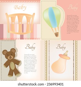 a set of baby backgrounds with text and different baby elements