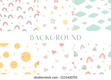 Conjunto de fondos para bebés. ilustración vectorial