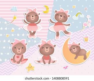 Set of baby bears. Digital  scrapbooking.