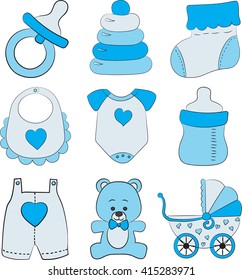 Set of baby boy accessories
