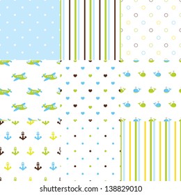 Set of baby boy seamless patterns