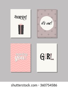 Set of baby cards. Collection of vector templates for  scrapbooking, congratulations, baby shower invitations, birthday cards  and journaling.