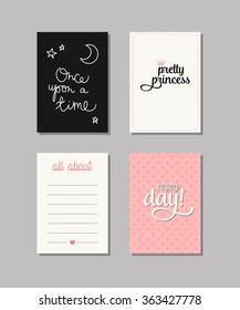 Set of baby cards. Collection of vector templates for  scrapbooking, congratulations, baby shower invitations, birthday cards  and journaling.