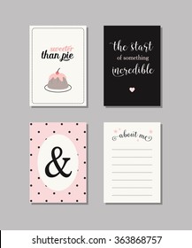 Set of baby cards. Collection of vector templates for  scrapbooking, congratulations, baby shower invitations, birthday cards  and journaling.