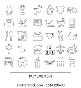 Set of Baby care and Childhood icons. Vector illustration.