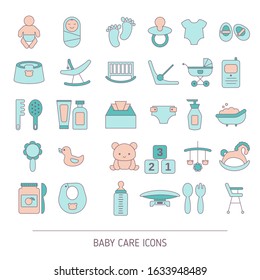 Set of Baby care and Childhood icons. Vector illustration.