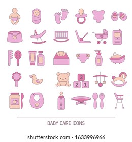 Set of Baby care and Childhood icons. Vector illustration.