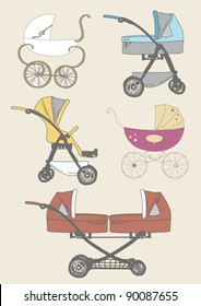 Set of baby carriages