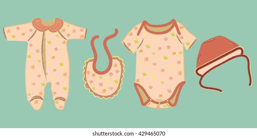 Set of baby clothes.