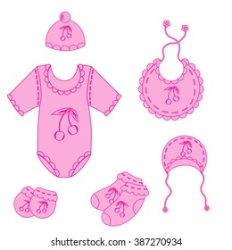 a set of baby clothes for boy in vector EPS 10