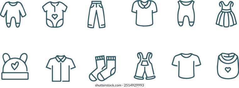 Conjunto de diseño de Vector de icono de ropa de bebé 