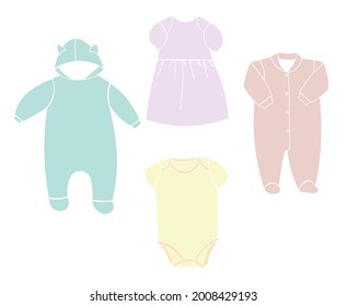 Set of baby clothes illustrations