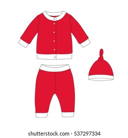 Set of baby clothes.Christmas time. Vector illustration.