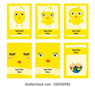Set of baby cute rooster note, vector.