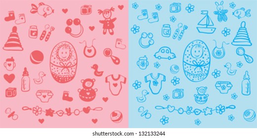 Set of baby design elements