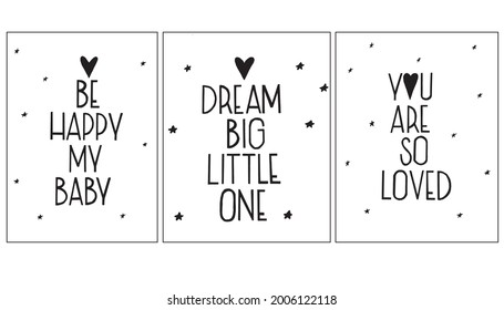 Set baby design posters vector lettering
