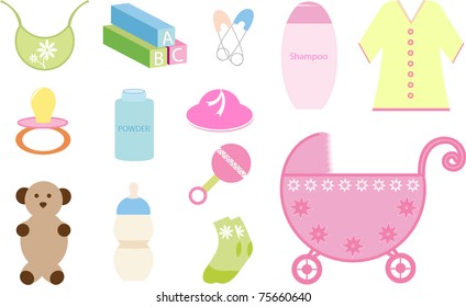Set of  baby elements for postcards or other designs (EPS10)