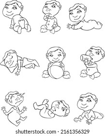 Set of baby emotions and movements vector