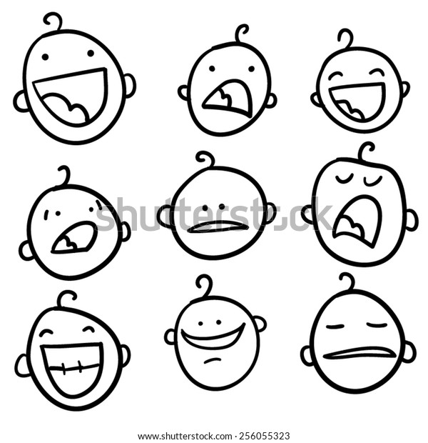 Set Baby Faces Different Expressions Stock Vector (Royalty Free ...