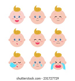 Set Baby Facial Expression Blonde Blue Stock Vector (Royalty Free ...