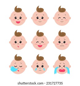 A set of baby facial expression, vector illustration