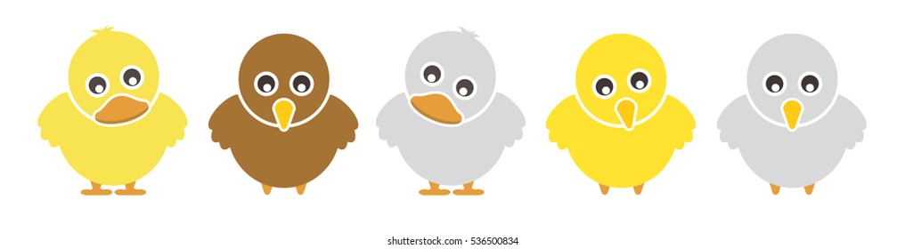 Set of Baby Farm Animal - Chick and Duckling, Vector illustration