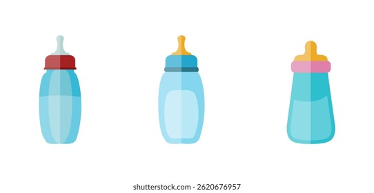 Conjunto de la botella de alimentación del bebé Ilustración vectorial Clip Arte Colección