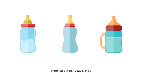 Conjunto de la botella de alimentación del bebé Ilustración vectorial Clip Arte Colección