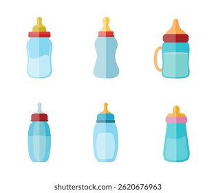 Conjunto de la botella de alimentación del bebé Ilustración vectorial Clip Arte Colección