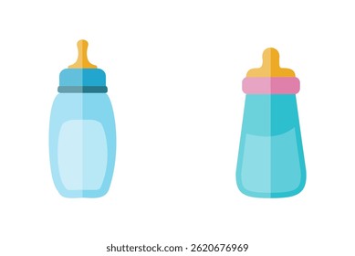 Set Of Baby Feeding Bottle Vector Illustration Clip Art Collection
