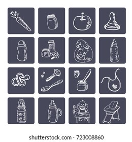 Set with Baby Food. Vector isolated Illustration on white background 