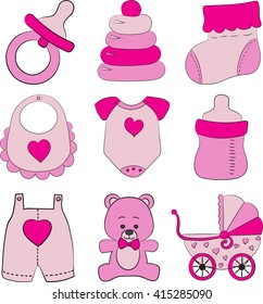 Set of baby girl accessories