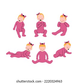 Set of Baby Girl Character